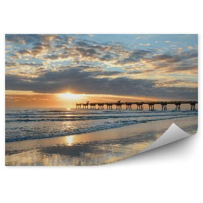 Okleina na ścianę Plaża wschód słońca oświetlone molo