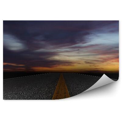 Okleina na ścianę Nocny widok droga zbliżenie na asfalt