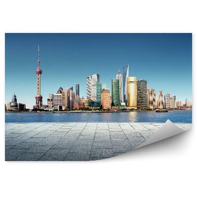 Fototapeta Szanghai wieżowce panorama miasta chodnik ocean