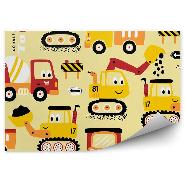 Fototapeta Wesołe auta budowlane remonty znaki