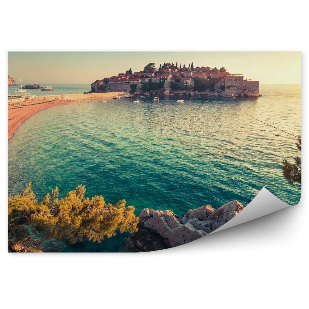 Fototapeta na ścianę Morze roślinność plaża leżaki miasto