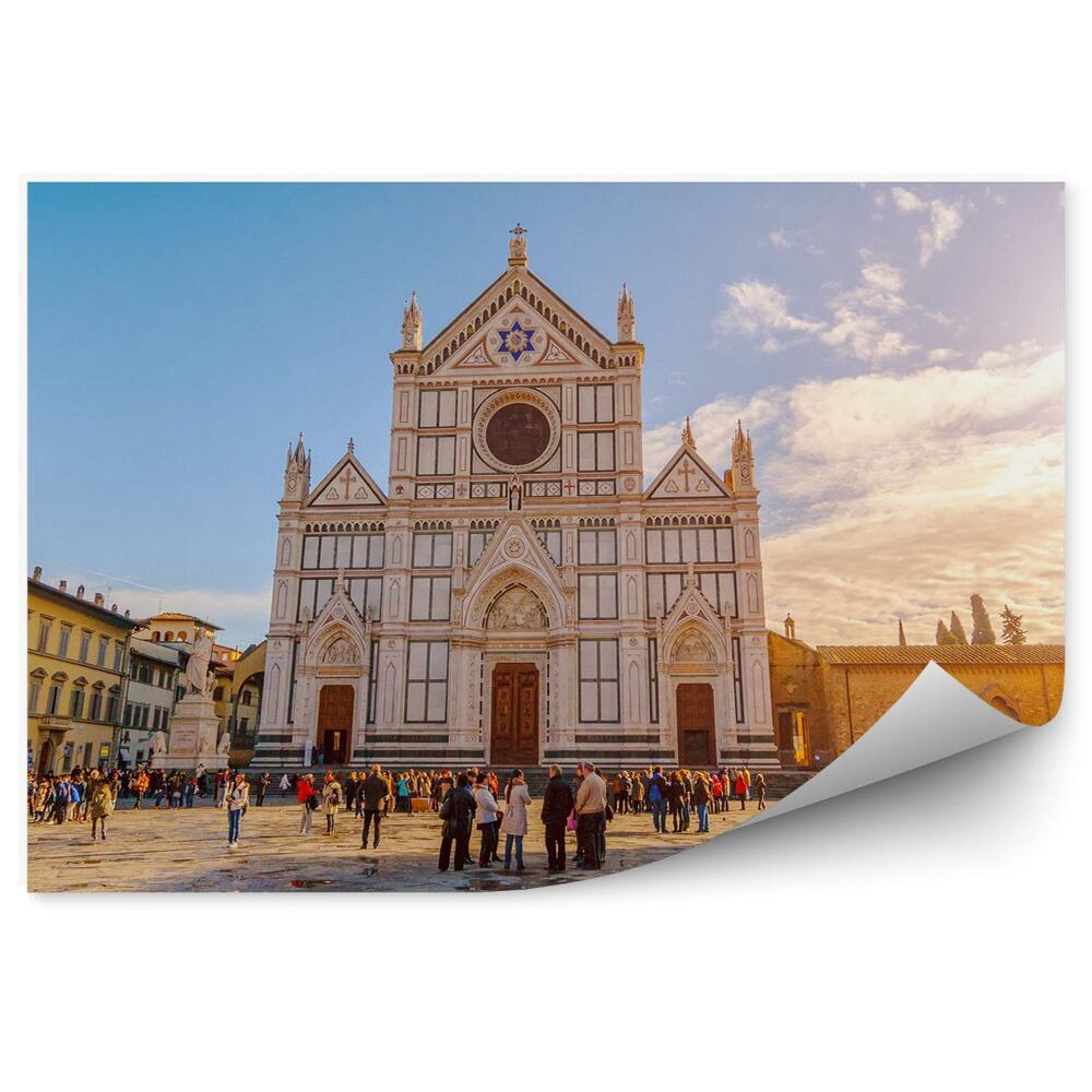 Fototapeta kościół św. krzyża ludzie niebo chmury Florencja