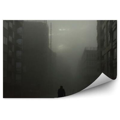 Okleina ścienna Miasto budynki samochód rowerzysta ludzie