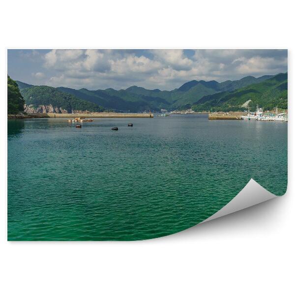 Fototapeta Jachty ocean drzewa niebo chmury