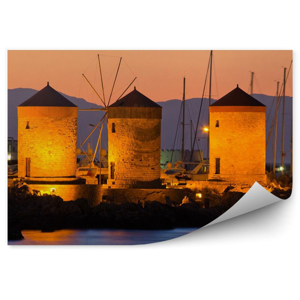 Fototapeta Wiatraki port rodos grecja wyspy