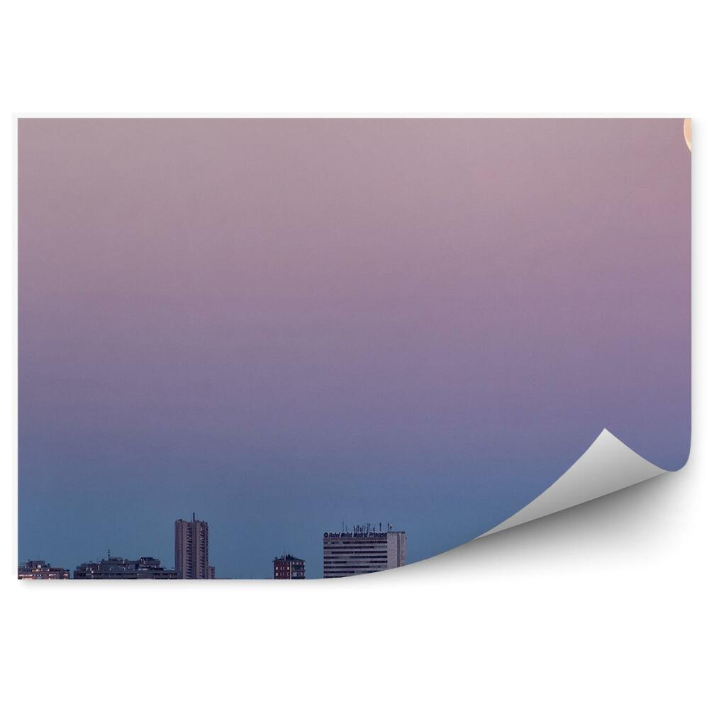 Fototapeta Budynki miasto madryt drzewa księżyc niebo