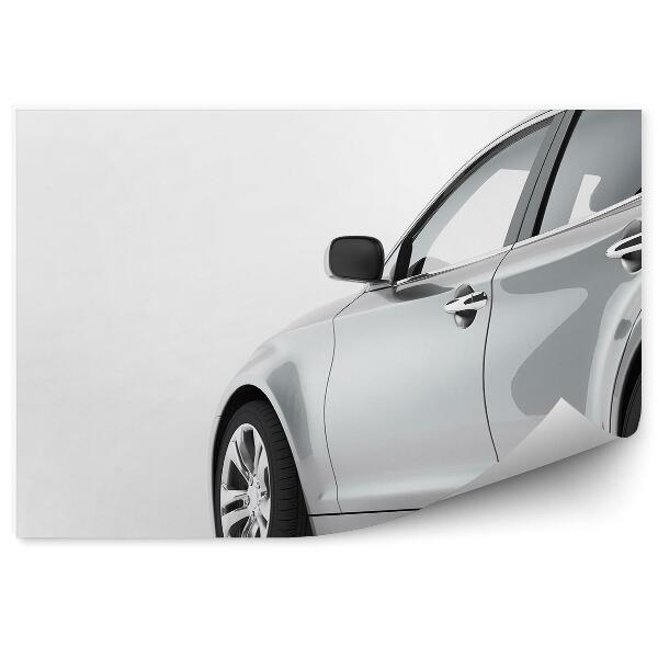 Fotopeta Srebrne nowoczesne auto perspektywa na białym tle