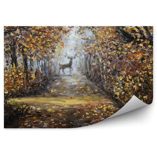 Okleina ścienna Akwarela jeleń w jesiennym parku