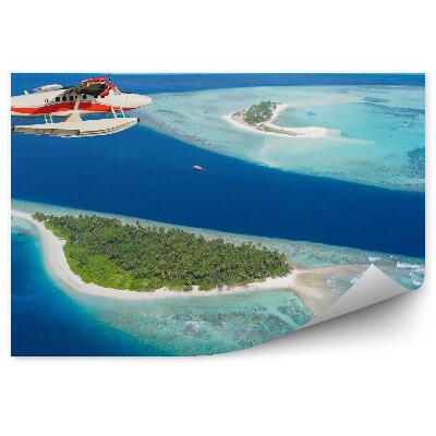 Fotopeta Samolot latający nad malediwy wyspy