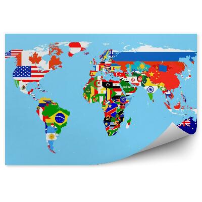 Fototapety Mapa świata z flagami