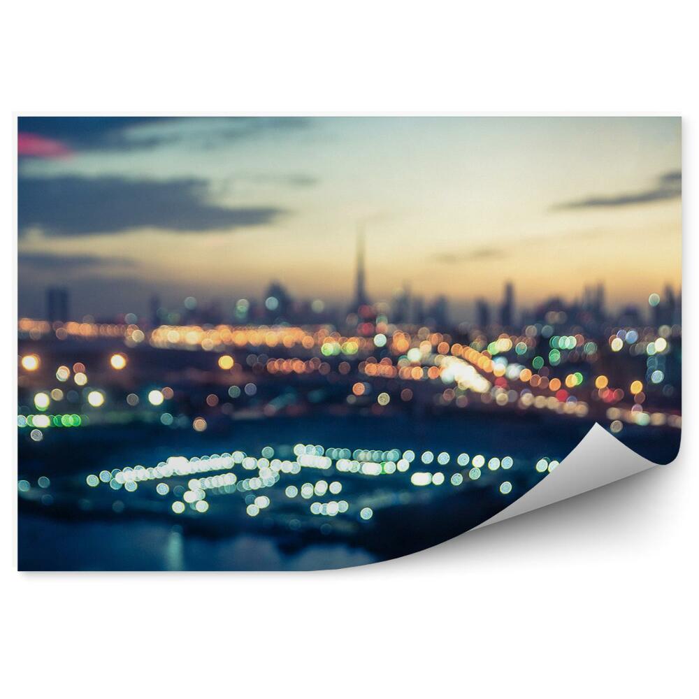 Okleina ścienna Dubaj rozmazana panorama miasta woda chmury na niebie