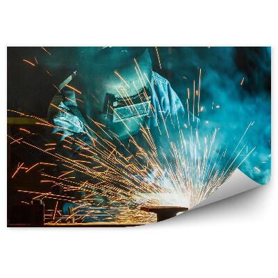 Okleina na ścianę Pracownik spawacz fabryka samochodów