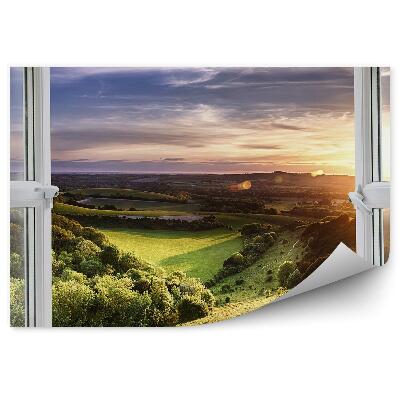 Fototapeta na ścianę Zieleń wzgórza polany widok z okna