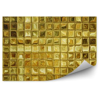 Okleina ścienna Mozaika złoto kwadraty kafelki abstrakcja blask
