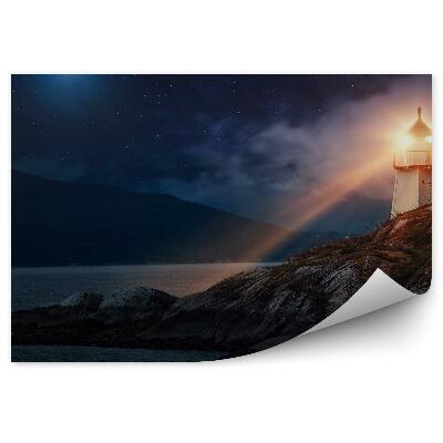 Fotopeta Noc latarnia morska światło wyspy norwegia