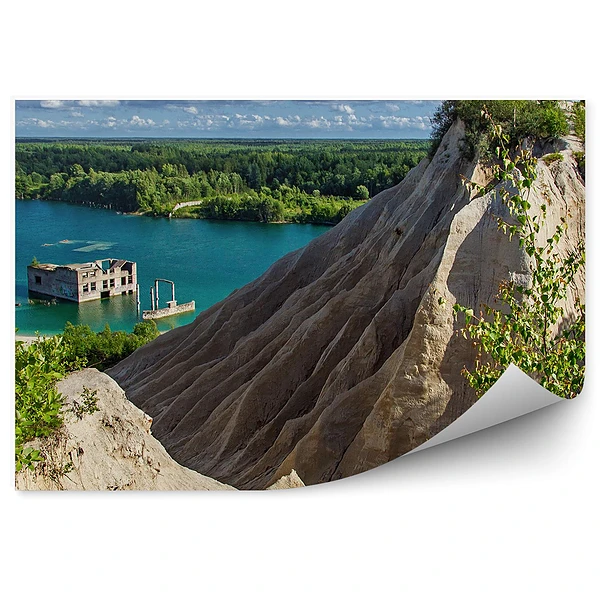 Fototapeta na ścianę Ruiny budynku w jeziorze góry