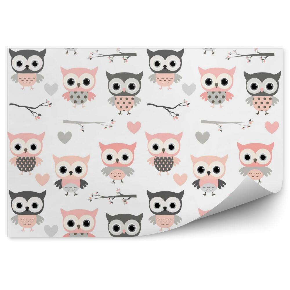 Fototapeta Kreskówkowe różowe sowy