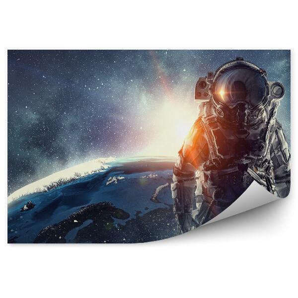 Fototapeta Astronauta przestrzeń kosmiczna planeta ziemia niebo gwiazdy światła