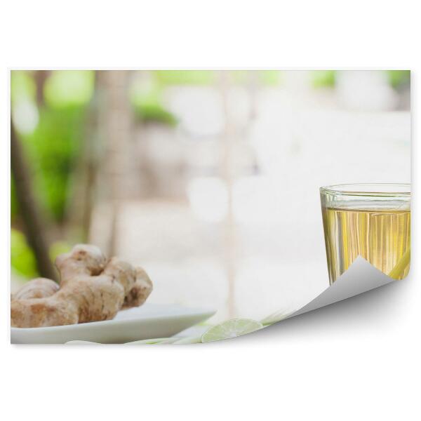 Fototapeta Ziołowa herbata zielona trawa cytrynowa imbir natura