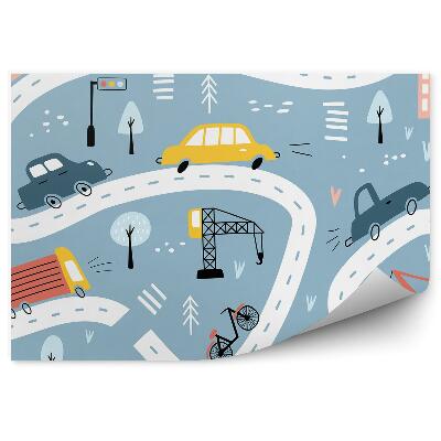Okleina ścienna Miasto auta ruch budowa transport ulice