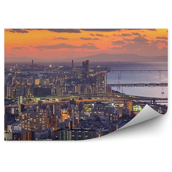 Fototapeta Zachód słońca osaka miasto japonia
