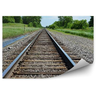 Okleina na ścianę Tory kolejowe natura drzewa strumyk