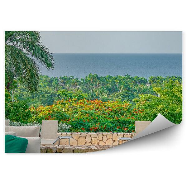 Okleina na ścianę Taras drzewa palmy zieleń