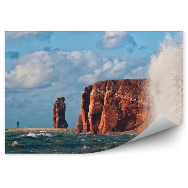 Fototapeta Ocean falochron skały niebo chmury