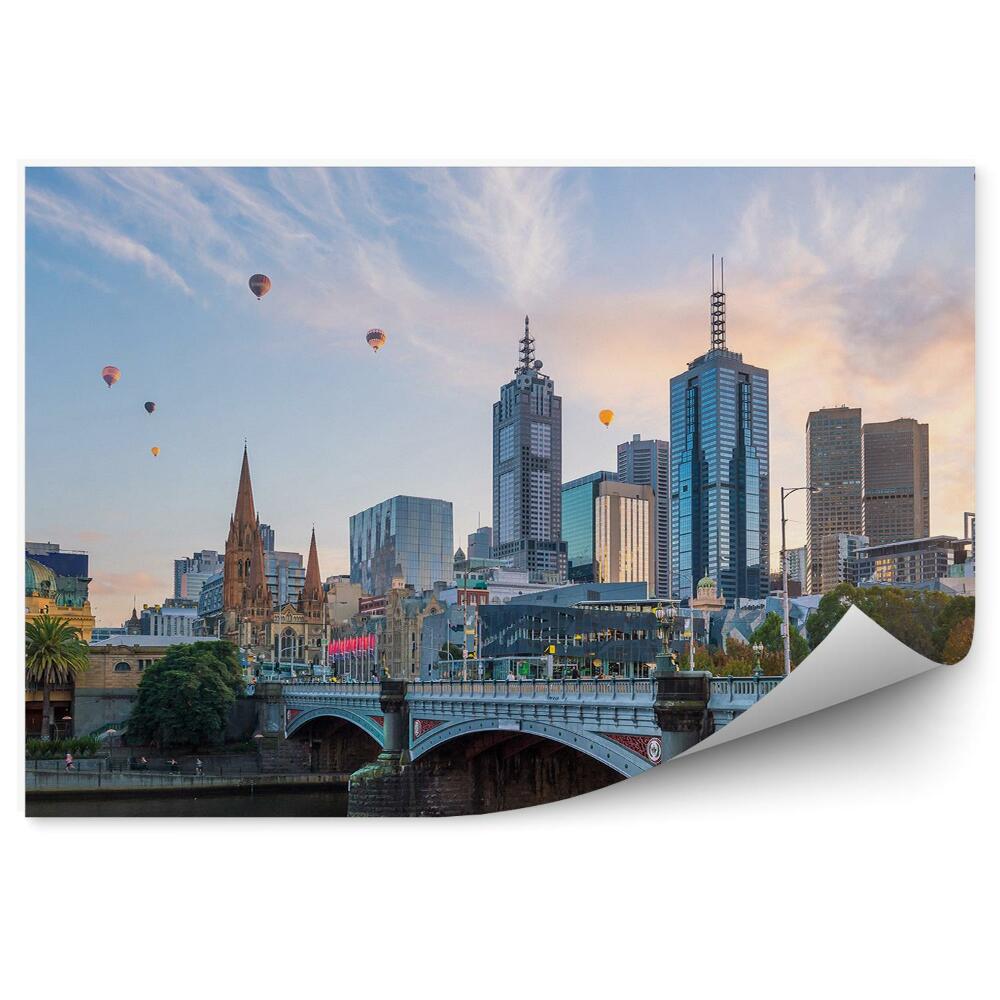 Okleina na ścianę Balony nad miastem most palmy