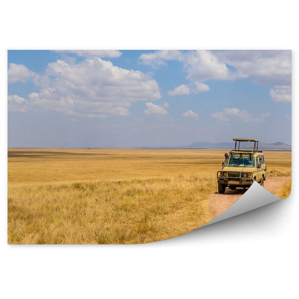 Okleina na ścianę Samochód terenowy safari na sawannie