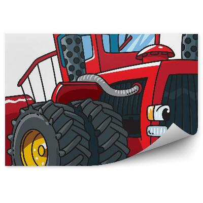 Okleina ścienna Uśmiechnięty czerwony traktor duże koła