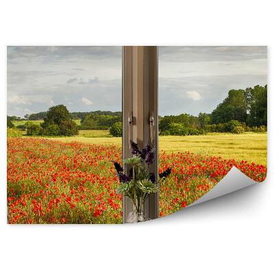 Fototapeta na ścianę Kwiaty maki polana ogród przy domu