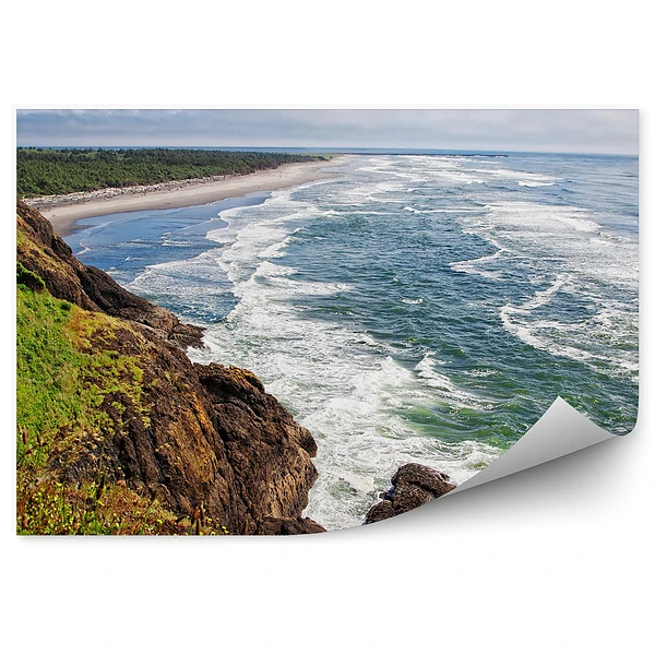 Fototapeta na ścianę Fale na wybrzeżu zieleń plaża