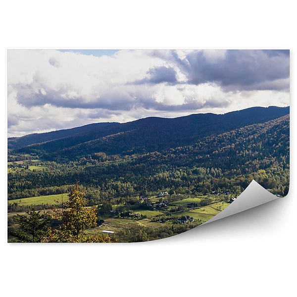 Okleina na ścianę Panoramiczny widok górski drzewa zieleń