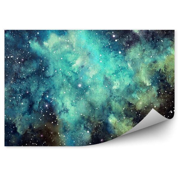 Fototapeta Niebiesko zielone mgławice gwiazdy niebo obraz