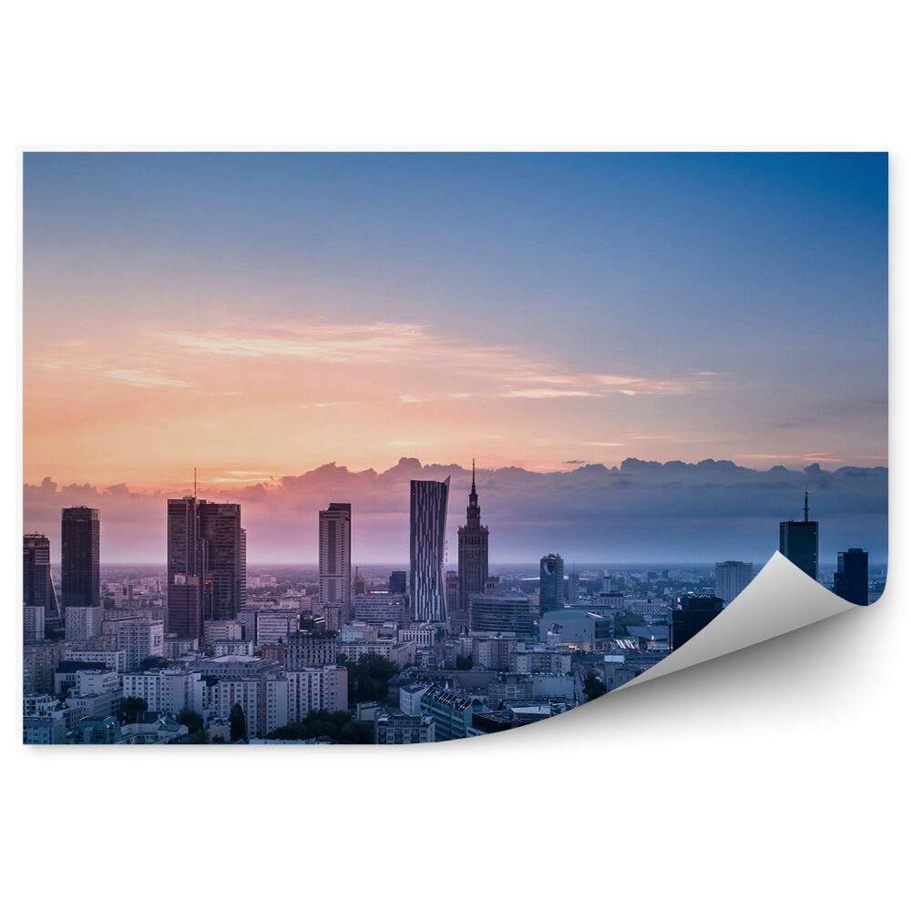 Fototapeta Pałac kultury i nauki warszawa wieżowce widok z lotu ptaka