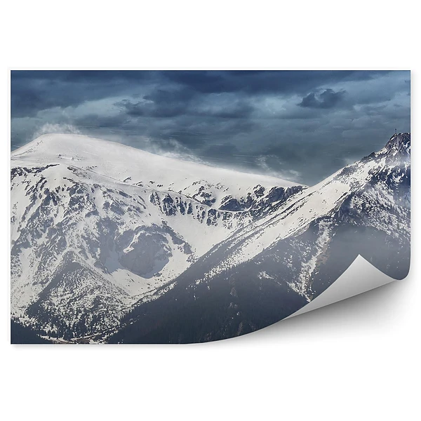 Okleina na ścianę Giewont śnieg szczyty pochmurne niebo