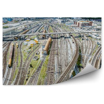 Okleina na ścianę Tory pociąg widok z lotu ptaka