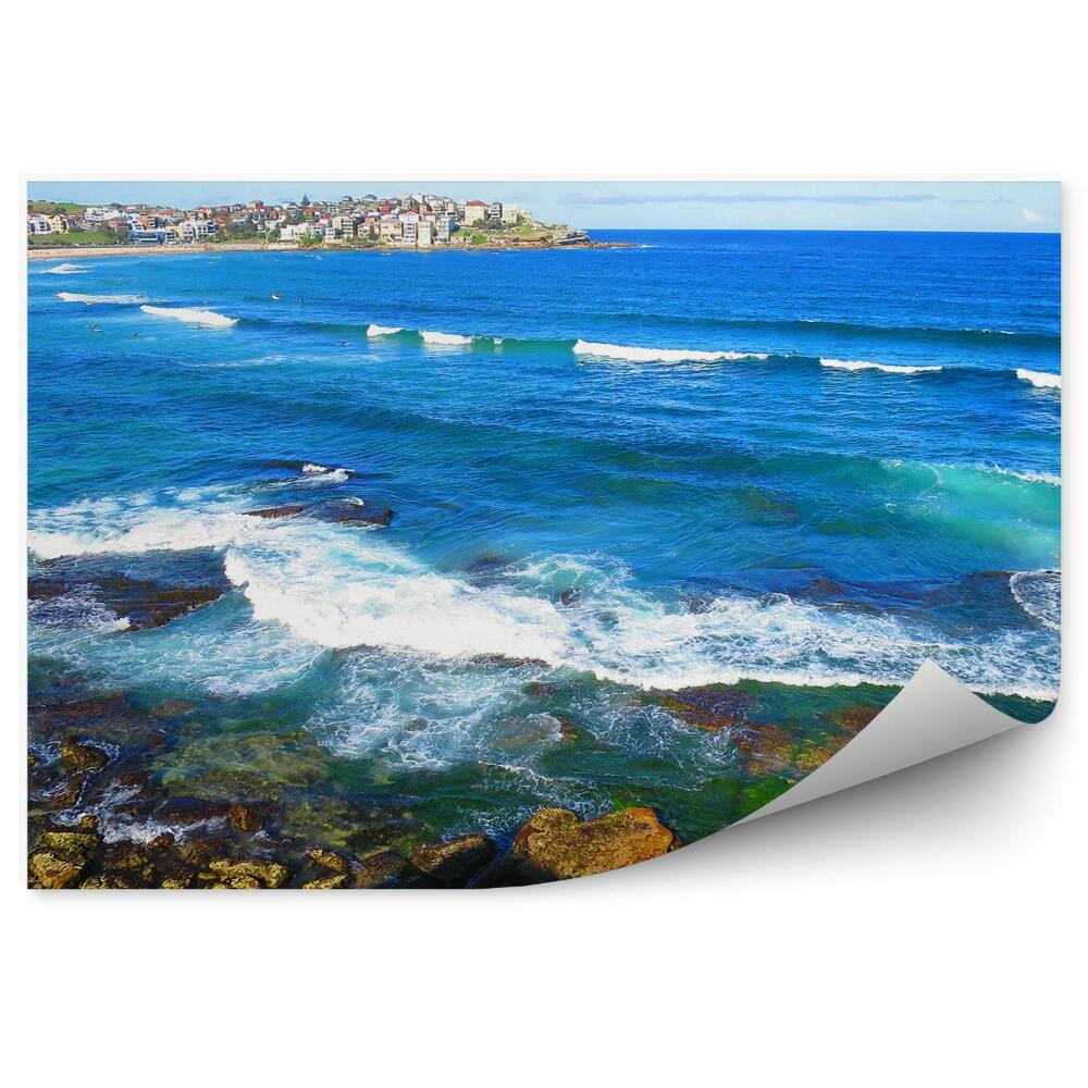 Okleina ścienna Budynki skały ocean ludzie niebo woda