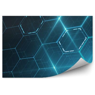 Okleina ścienna Heksagony perspektywa turkus