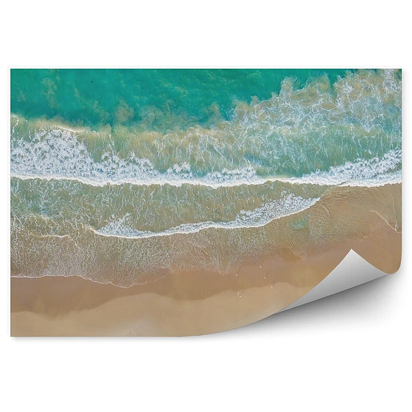 Fototapeta Widok z lotu ptaka piaszczysta plaża ocean fale