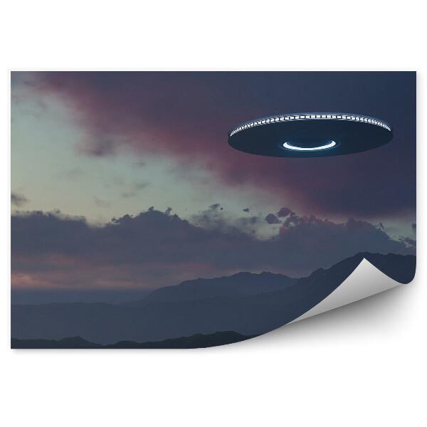 Fototapeta 3d ufo góry niebo chmury kwiaty