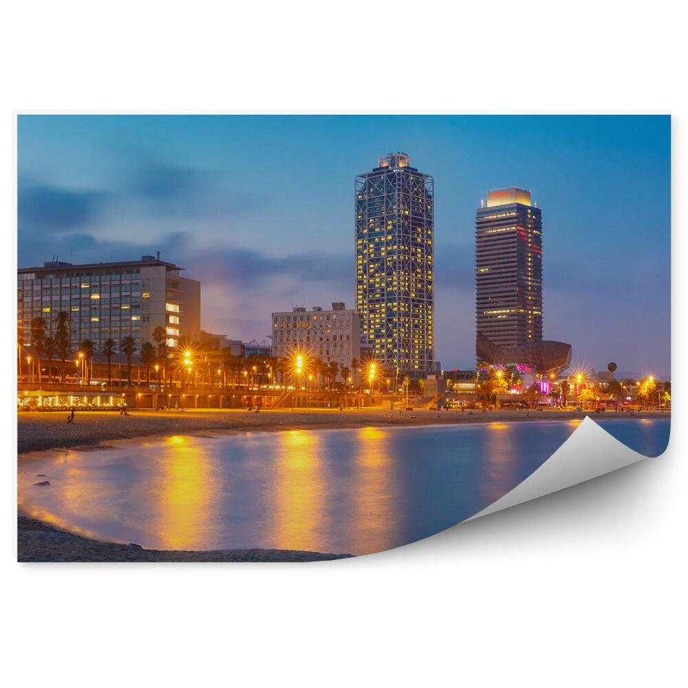 Okleina ścienna plaża Barcelona nocą