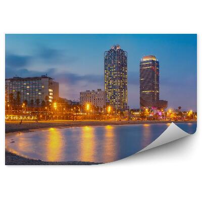 Okleina ścienna plaża Barcelona nocą