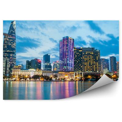 Fototapeta wieżowce światła ocean niebo chmury Miami