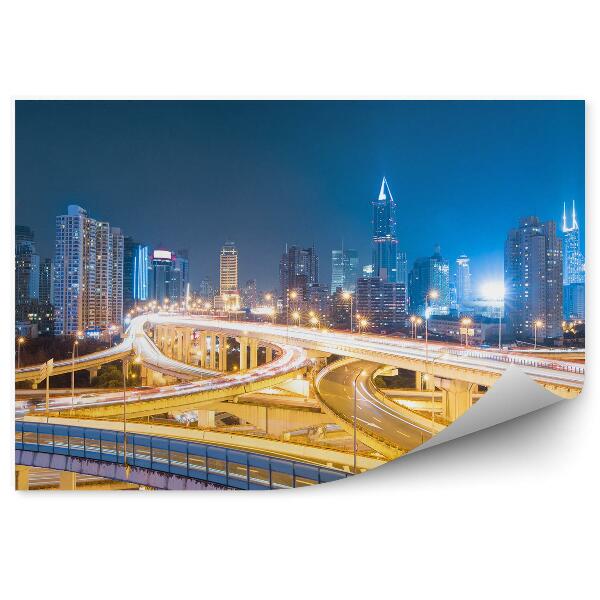 Okleina na ścianę Widok miasto drogi jezdnia noc