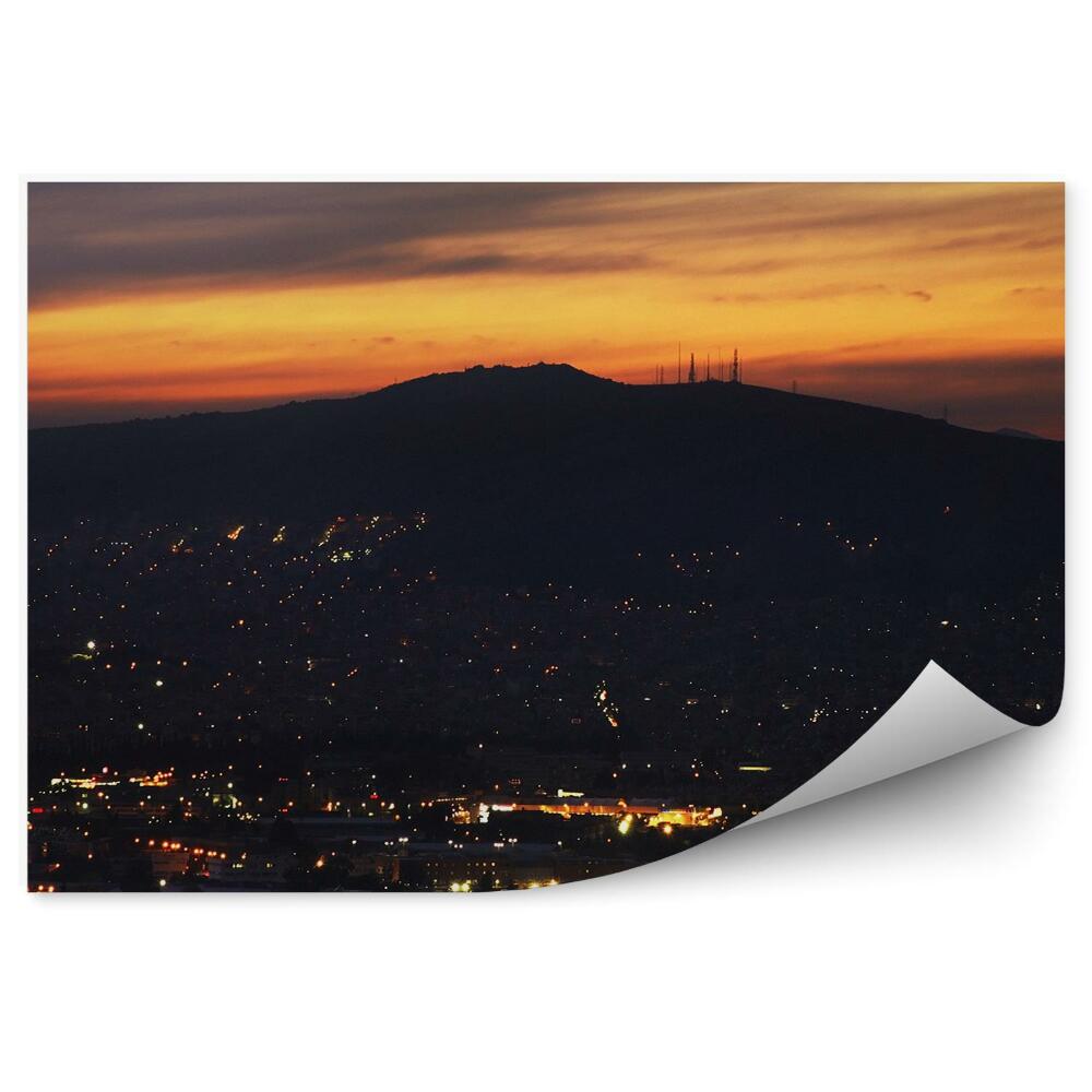 Fototapeta Panoramiczny widok aten zachód słońca światła