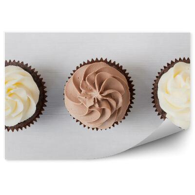 Okleina na ścianę Babeczki z bitą śmietana czekolada wanilia desery wypieki