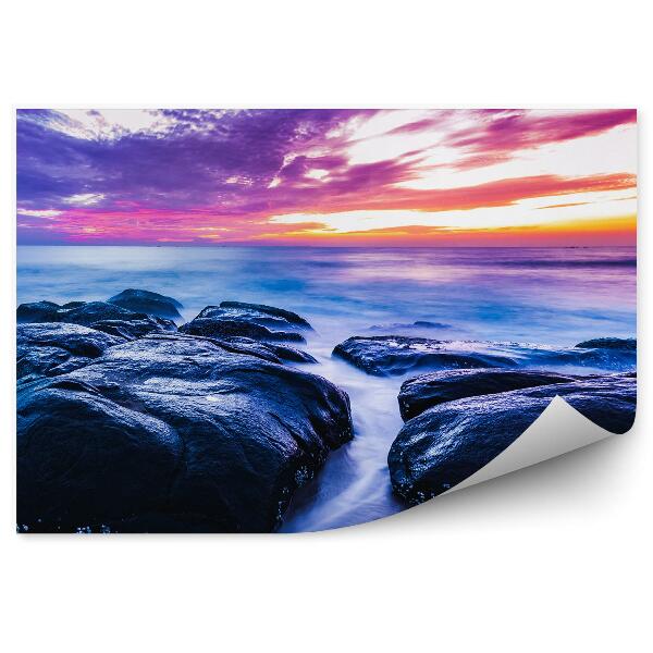 Fototapeta Kamienie woda morze kolorowe niebo chmury
