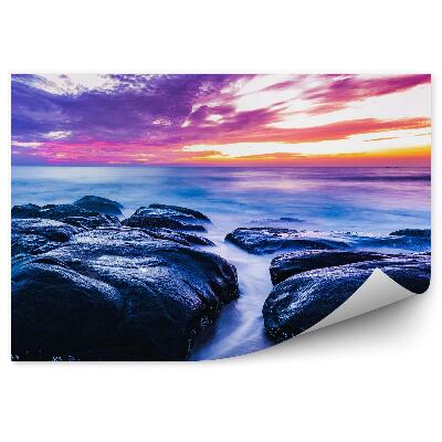 Fototapeta Kamienie woda morze kolorowe niebo chmury